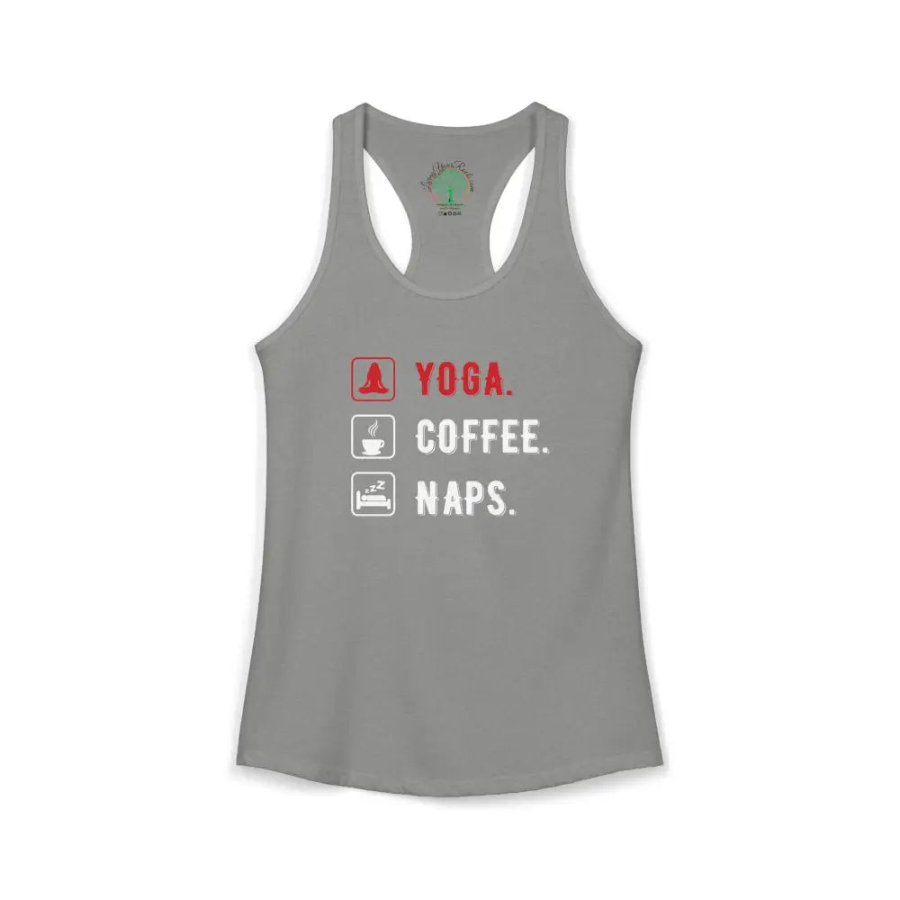 Yoga Coffee Naps Racerback Tank — Women’s Relaxed Lifestyle Tank Top - Tank Top