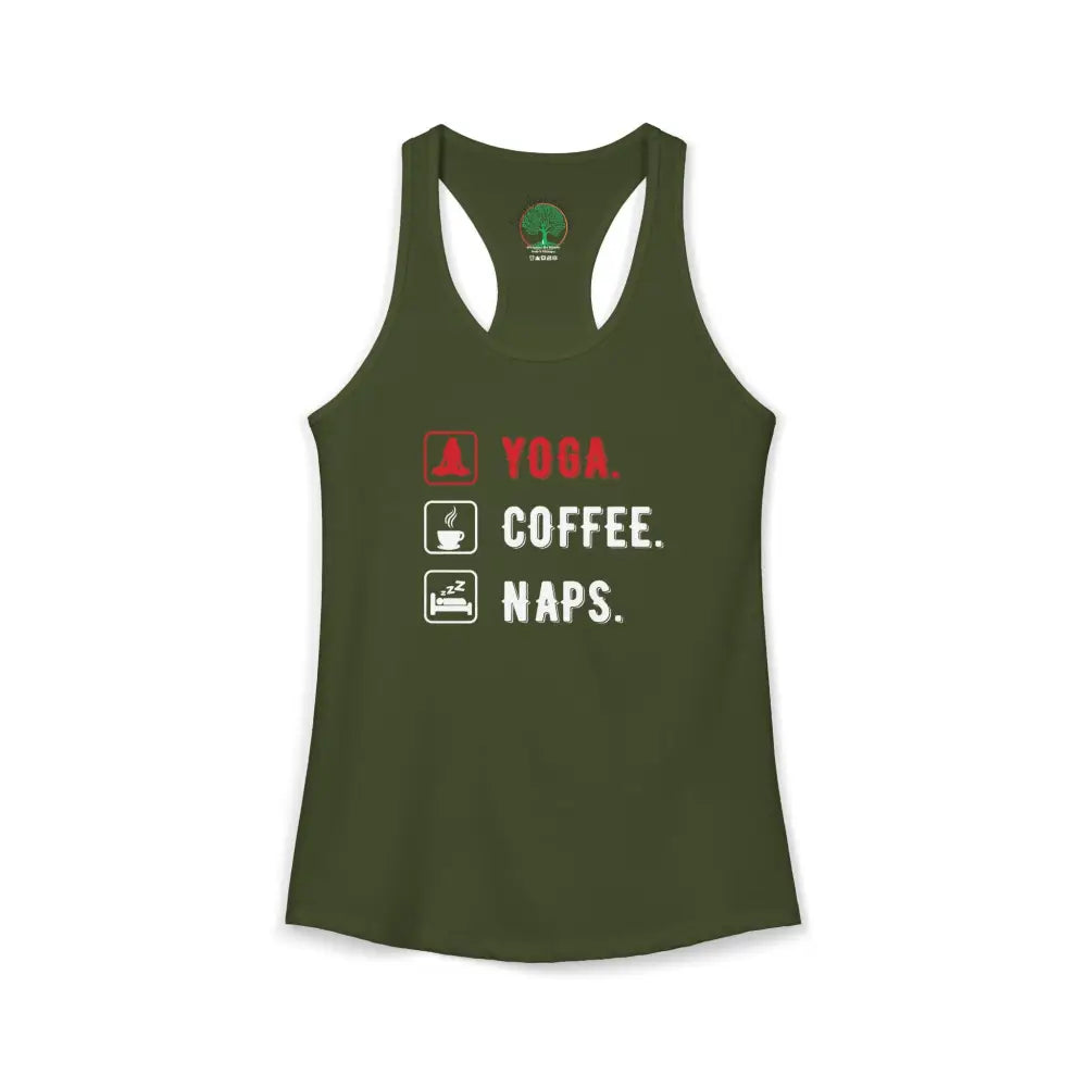 Yoga Coffee Naps Racerback Tank — Women’s Relaxed Lifestyle Tank Top - Tank Top