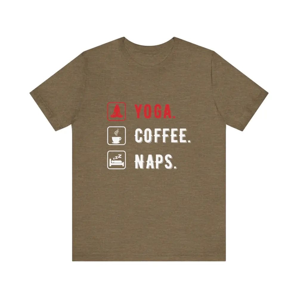 Yoga Coffee Naps Unisex Jersey Short Sleeve Yoga Tee - Heather Olive / S - T-Shirt