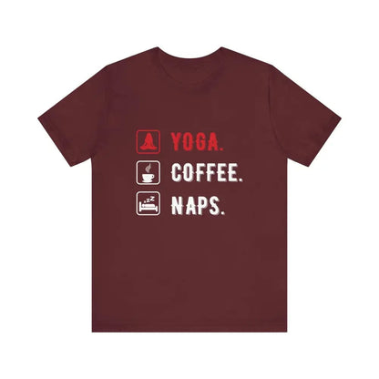 Yoga Coffee Naps Unisex Jersey Short Sleeve Yoga Tee - Maroon / S - T-Shirt