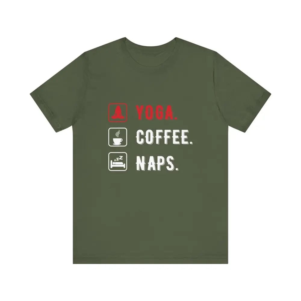 Yoga Coffee Naps Unisex Jersey Short Sleeve Yoga Tee - Military Green / S - T-Shirt