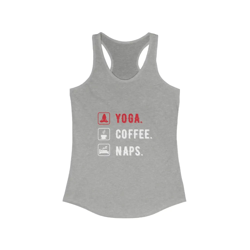 Yoga Coffee Naps Women’s Ideal Racerback Tank - Heather Grey / XS - Tank Top