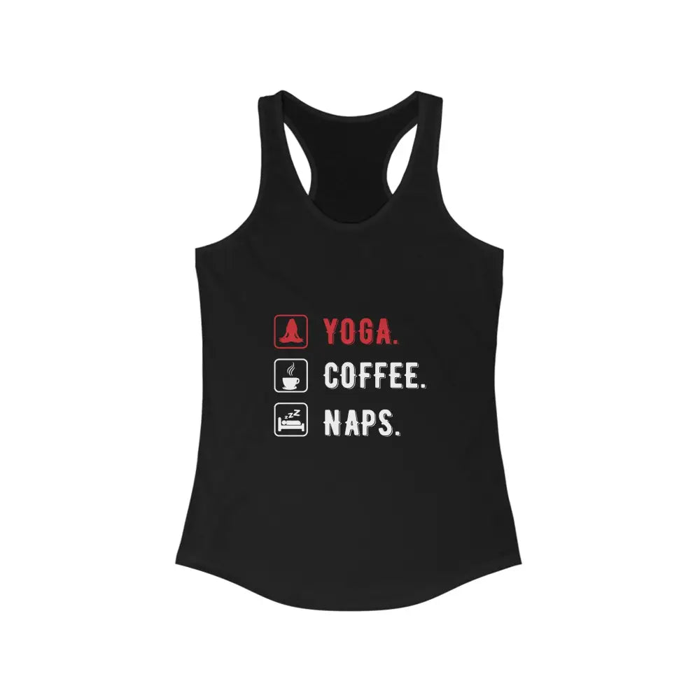 Yoga Coffee Naps Women’s Ideal Racerback Tank - Solid Black / XS - Tank Top