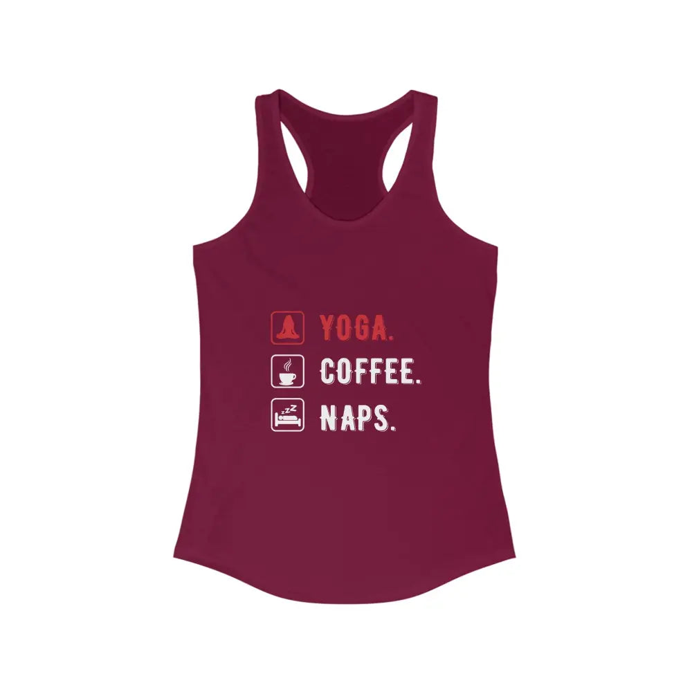 Yoga Coffee Naps Women’s Ideal Racerback Tank - Solid Cardinal Red / XS - Tank Top