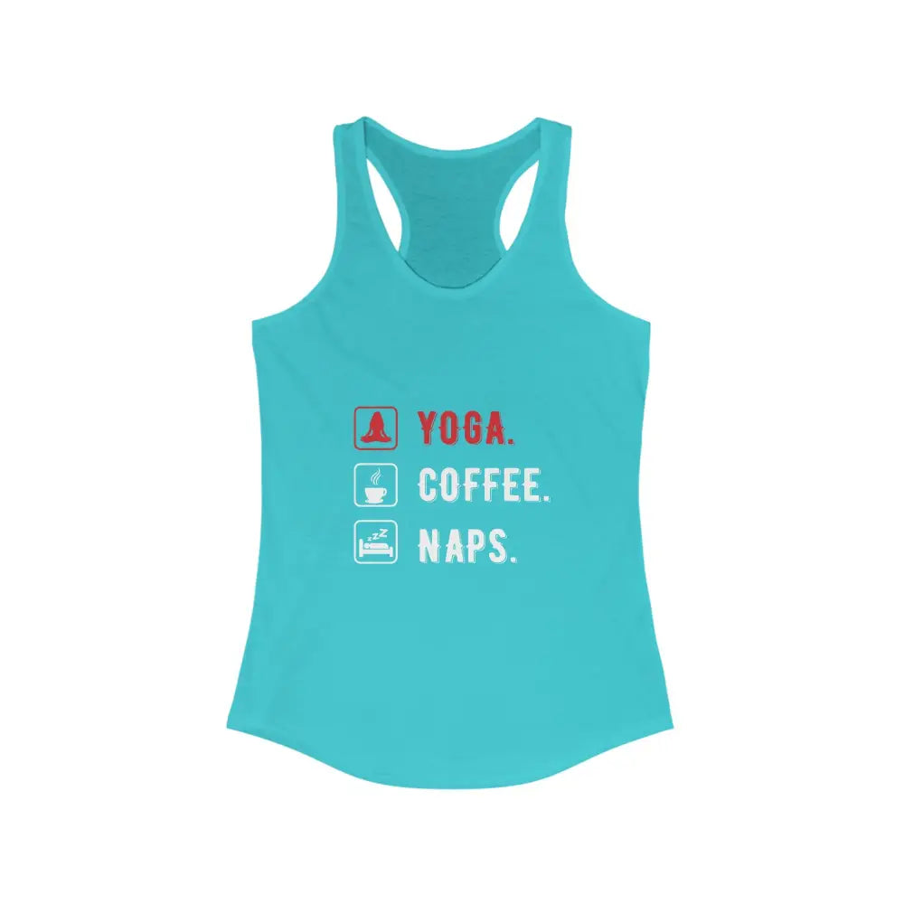 Yoga Coffee Naps Women’s Ideal Racerback Tank - Solid Tahiti Blue / XS - Tank Top