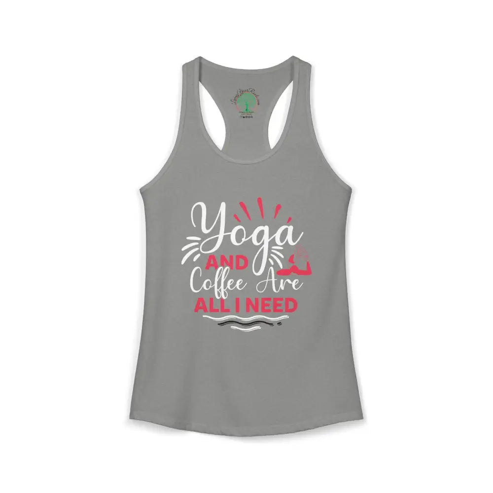 Yoga & Coffee Racerback Tank - XS / Heather Grey - Tank Top