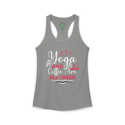 Yoga & Coffee Racerback Tank - XS / Heather Grey - Tank Top