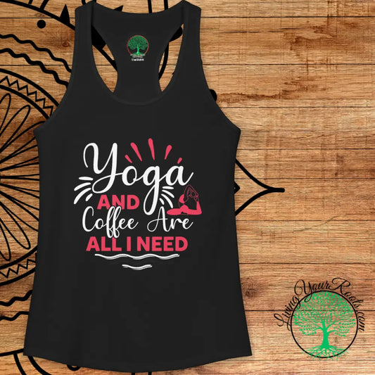 Yoga & Coffee Racerback Tank - XS / Solid Black - Tank Top