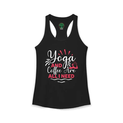 Yoga & Coffee Racerback Tank - XS / Solid Black - Tank Top