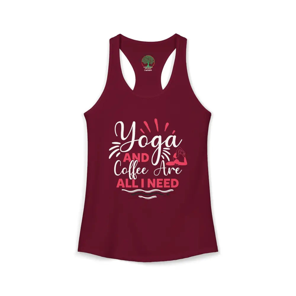 Yoga & Coffee Racerback Tank - XS / Solid Cardinal Red - Tank Top