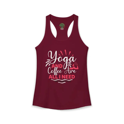 Yoga & Coffee Racerback Tank - XS / Solid Cardinal Red - Tank Top