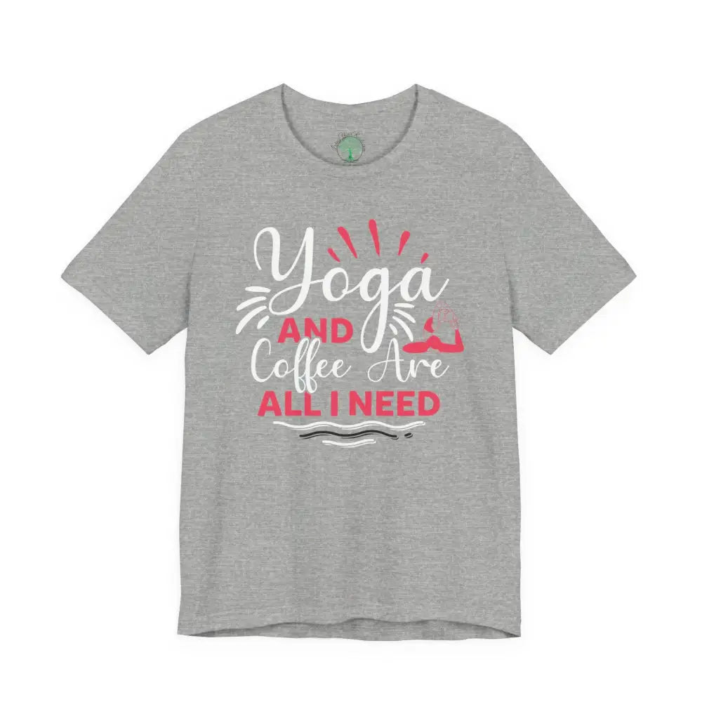 Yoga & Coffee T-Shirt 🪷Comfortable Tee for Yogis and Coffee Lovers - Athletic Heather / S - T-Shirt