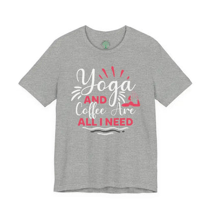 Yoga & Coffee T-Shirt 🪷Comfortable Tee for Yogis and Coffee Lovers - Athletic Heather / S - T-Shirt