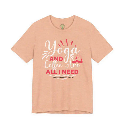 Yoga & Coffee T-Shirt 🪷Comfortable Tee for Yogis and Coffee Lovers - Heather Peach / S - T-Shirt