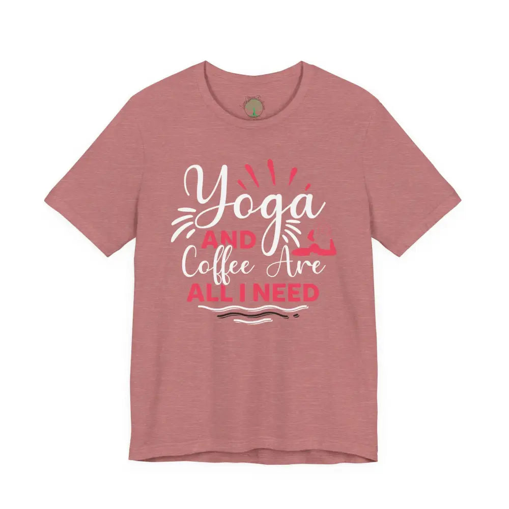 Yoga & Coffee T-Shirt 🪷Comfortable Tee for Yogis and Coffee Lovers - Heather Mauve / M - T-Shirt