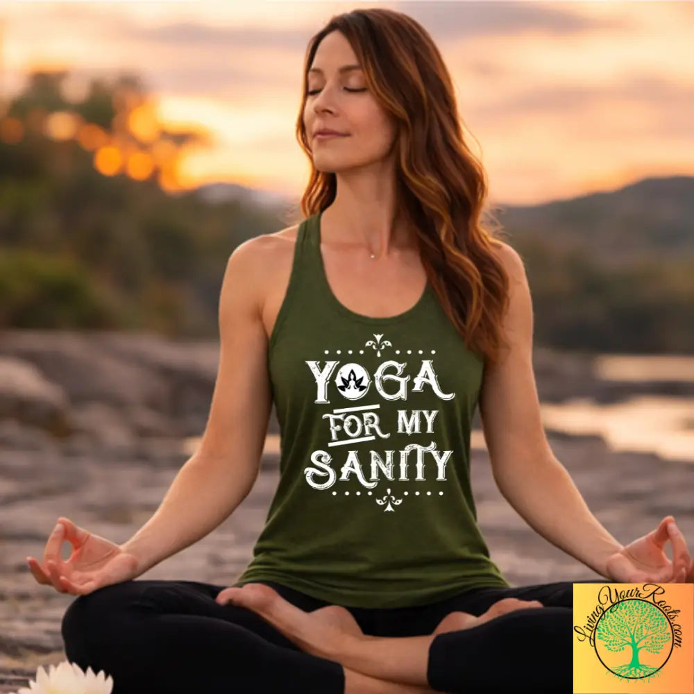 Yoga for My Sanity Racerback Tank, Women’s Yoga Tank Top - XS / Solid Military Green - Tank Top