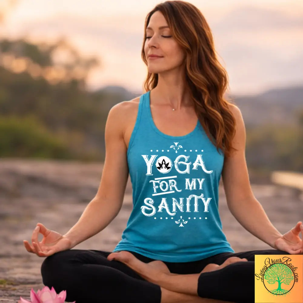 Yoga for My Sanity Racerback Tank, Women’s Yoga Tank Top - XS / Solid Tahiti Blue - Tank Top