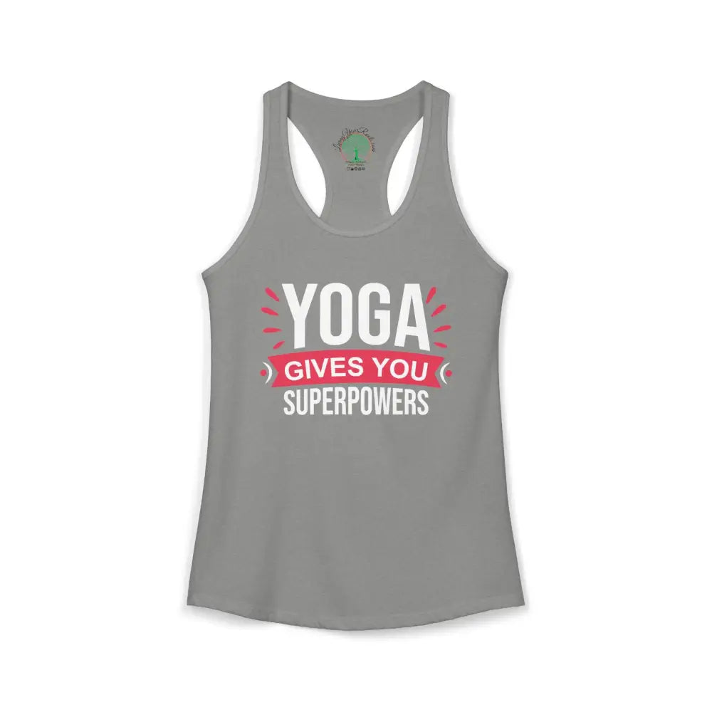 Yoga Gives You Superpowers Racerback Tank - XS / Heather Grey - Tank Top