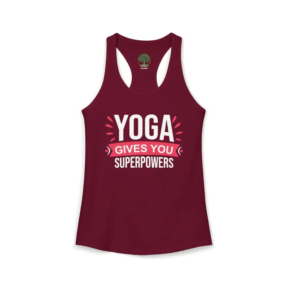 Yoga Gives You Superpowers Racerback Tank - XS / Solid Cardinal Red - Tank Top