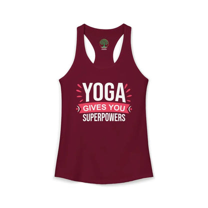 Yoga Gives You Superpowers Racerback Tank - XS / Solid Cardinal Red - Tank Top