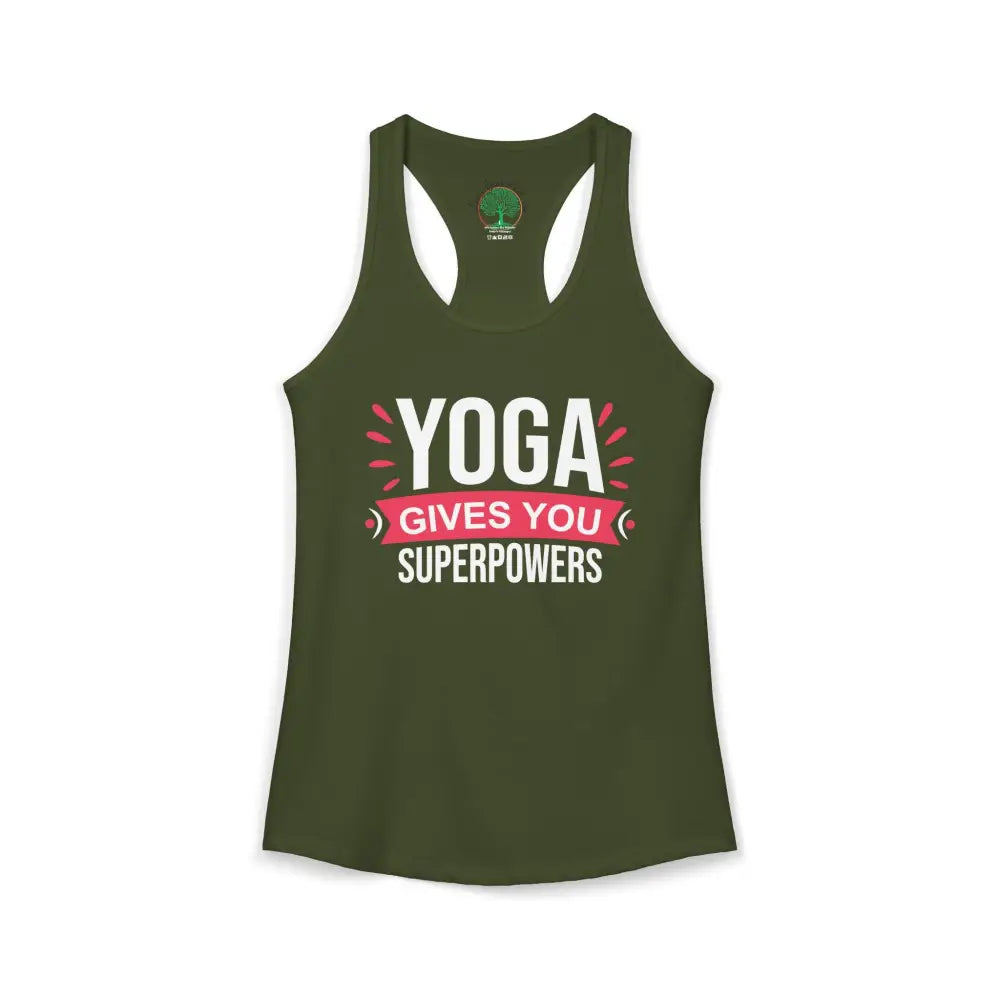 Yoga Gives You Superpowers Racerback Tank - XS / Solid Military Green - Tank Top