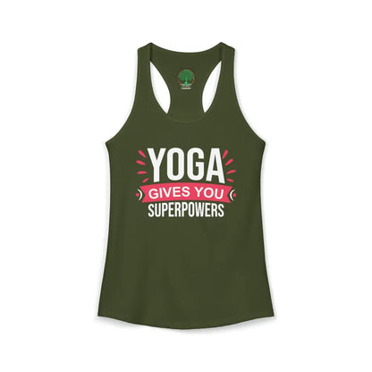Yoga Gives You Superpowers Racerback Tank - XS / Solid Military Green - Tank Top