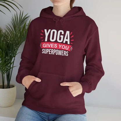 Yoga Gives You Superpowers Unisex Heavy Blend™ Hooded Sweatshirt - Maroon / S - Hoodie