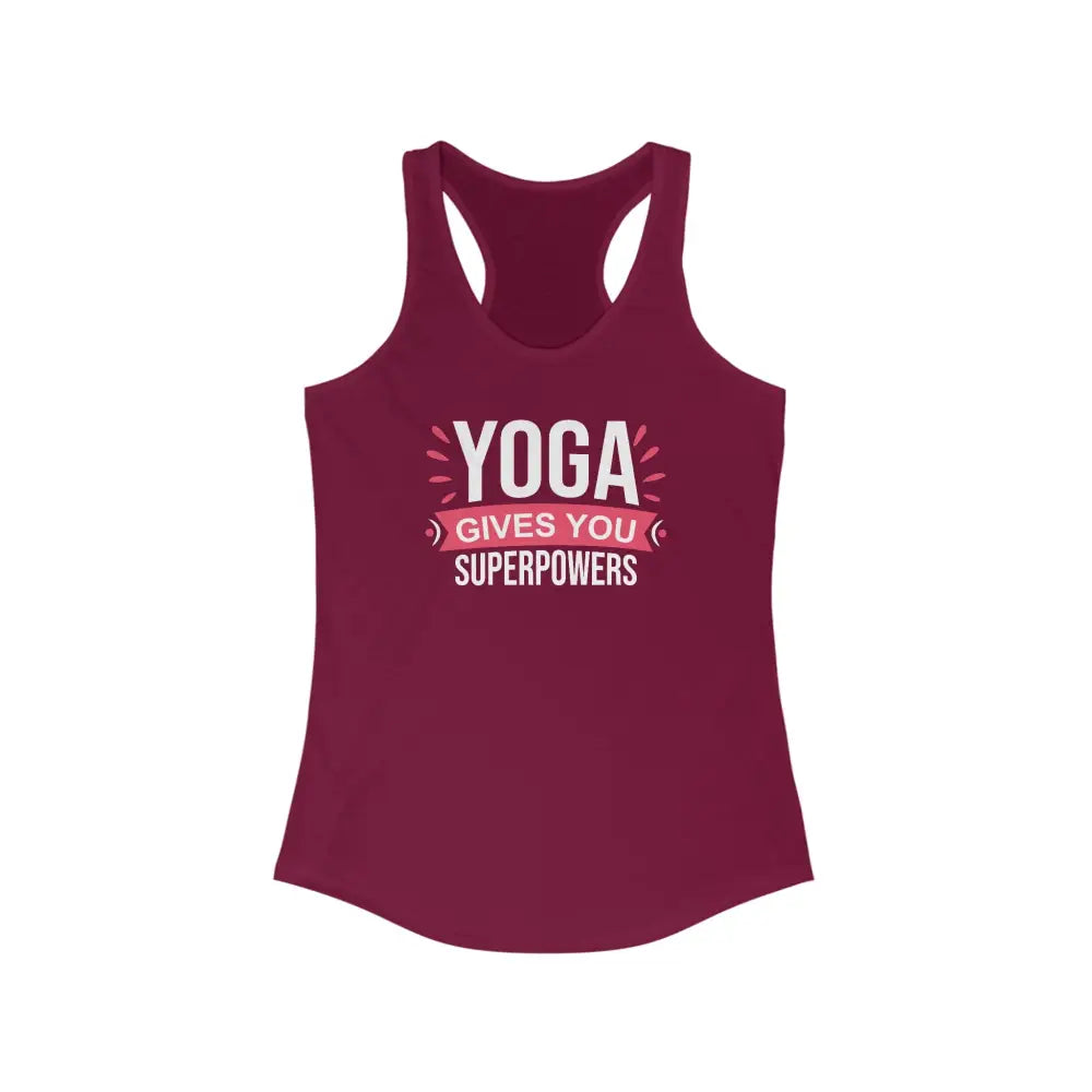 Yoga Gives you Superpowers Women’s Ideal Racerback Tank - Solid Cardinal Red / XS - Tank Top