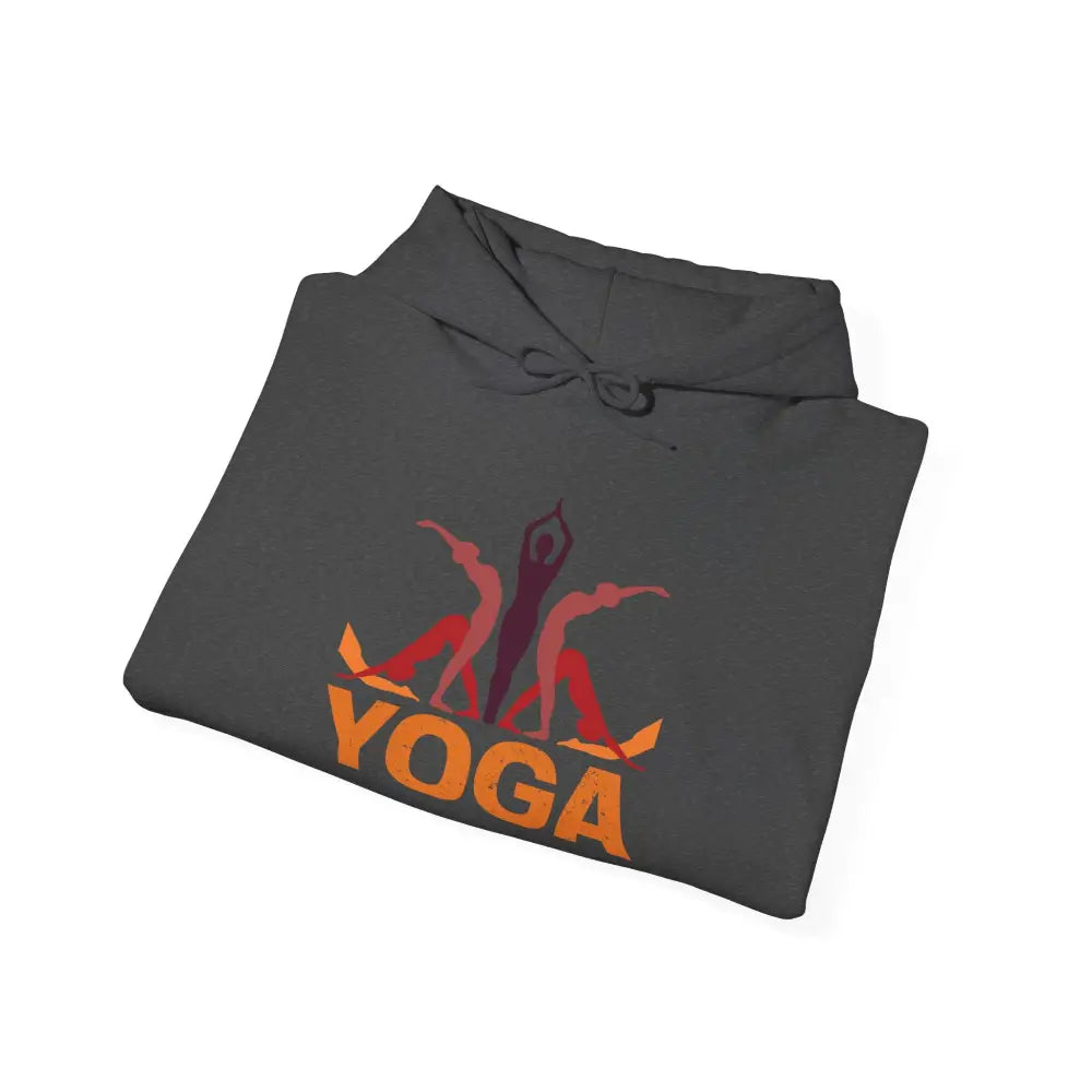 Yoga Hooded Sweatshirt, Retro Sunset Yoga Pose Pullover - Hoodie