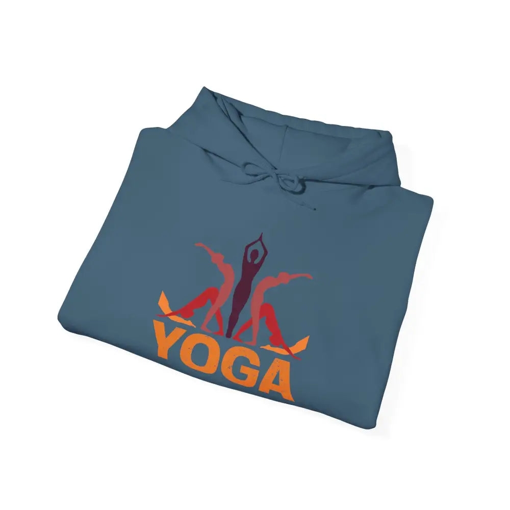 Yoga Hooded Sweatshirt, Retro Sunset Yoga Pose Pullover - Hoodie