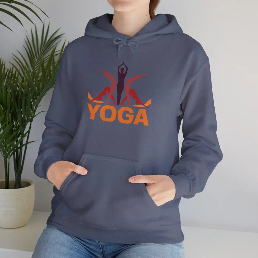 Yoga Hooded Sweatshirt, Retro Sunset Yoga Pose Pullover - Hoodie