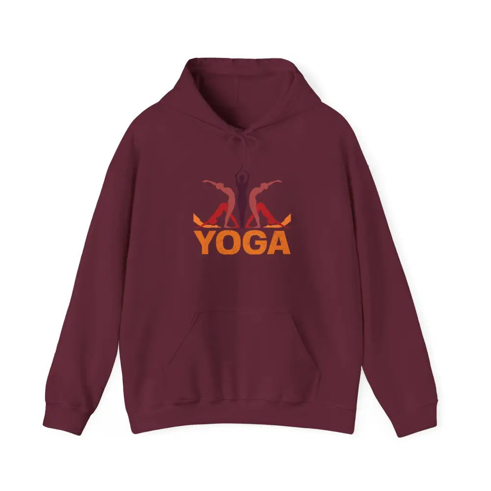 Yoga Hooded Sweatshirt, Retro Sunset Yoga Pose Pullover - Hoodie