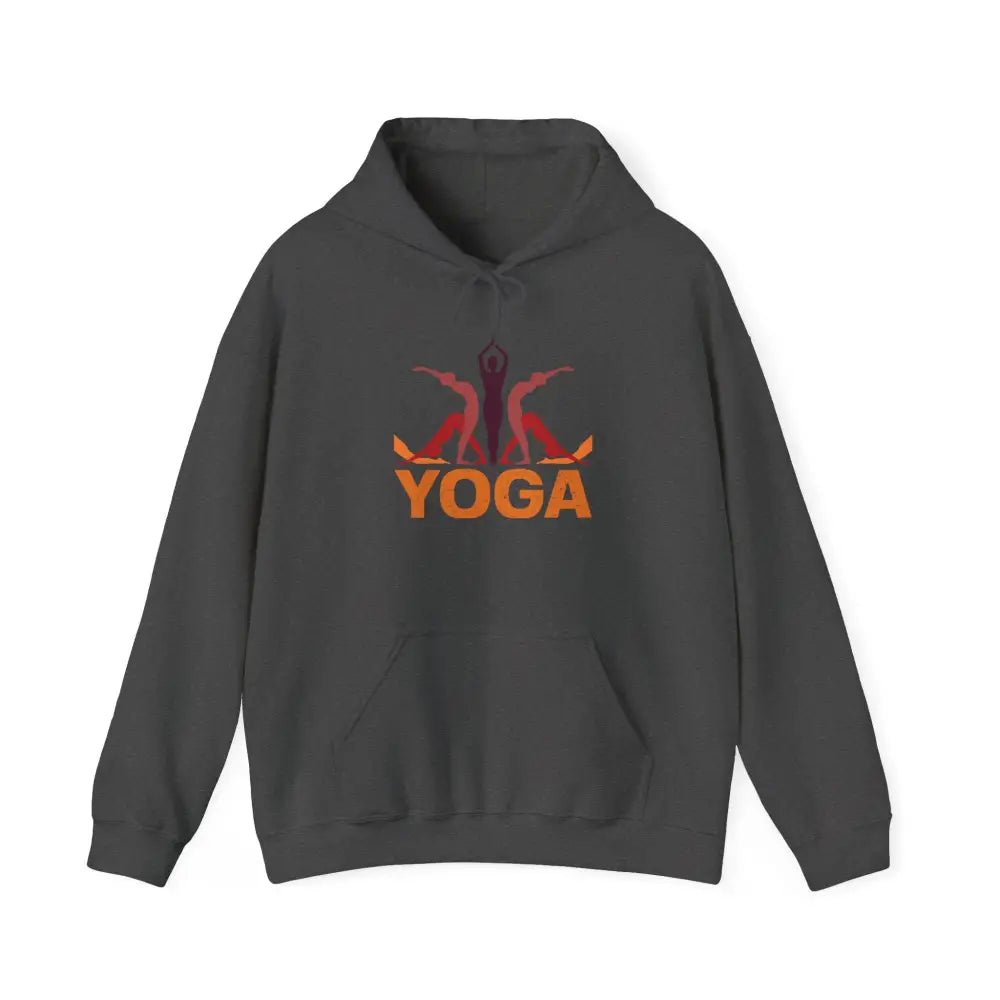 Yoga Hooded Sweatshirt, Retro Sunset Yoga Pose Pullover - Hoodie