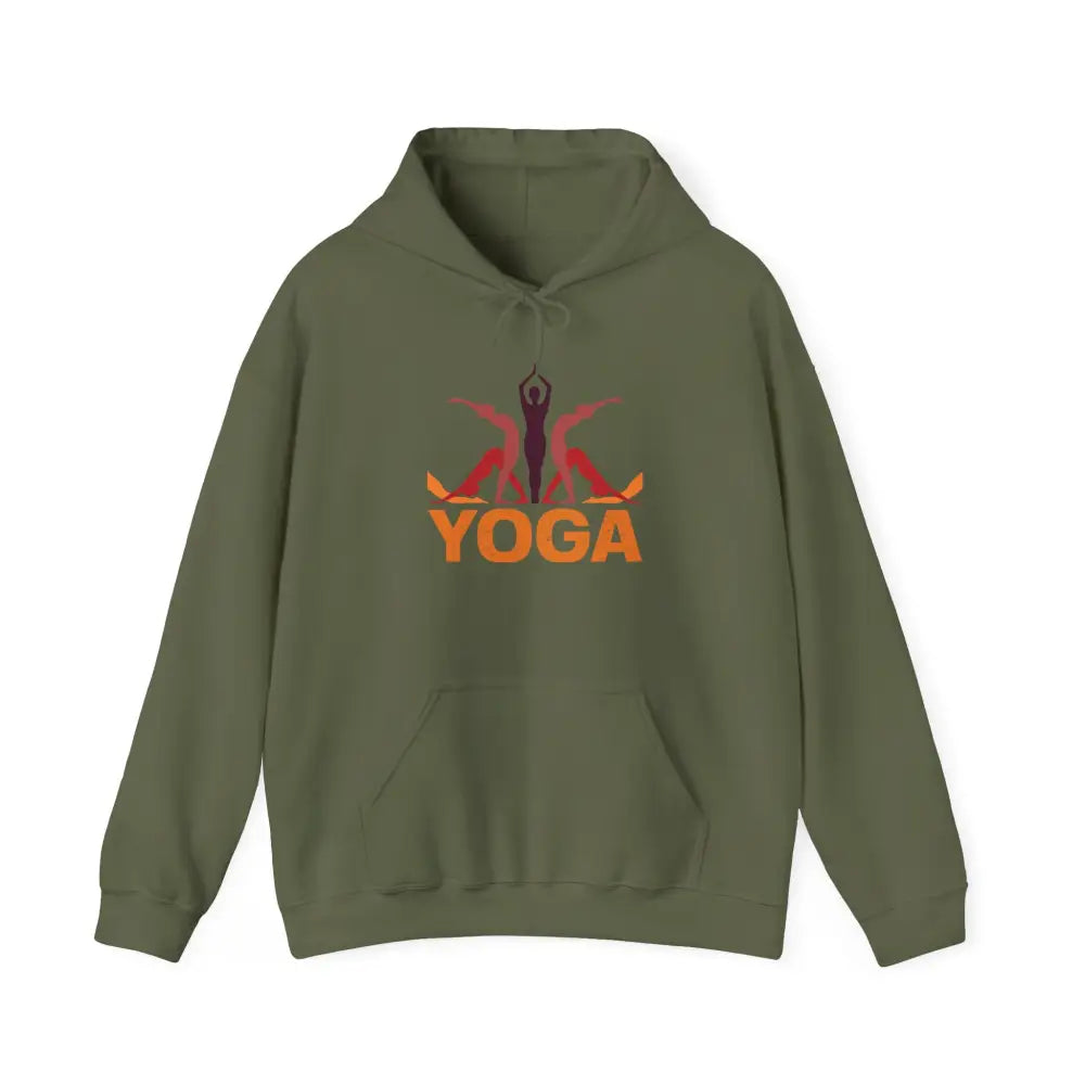 Yoga Hooded Sweatshirt, Retro Sunset Yoga Pose Pullover - Hoodie