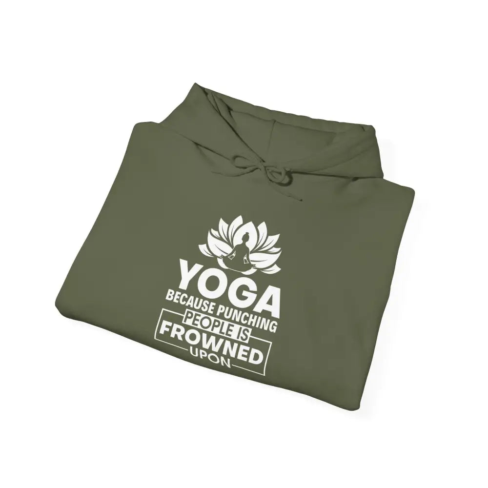 Yoga Hoodie, ’Yoga Because Punching People Is Frowned Upon’ Lotus Sweatshirt - Hoodie