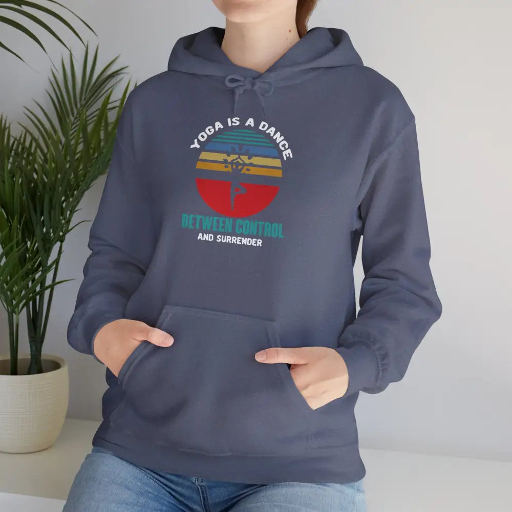 Yoga Hoodie — ’Yoga Is a Dance Between Control and Surrender’ Retro Sunset - Hoodie