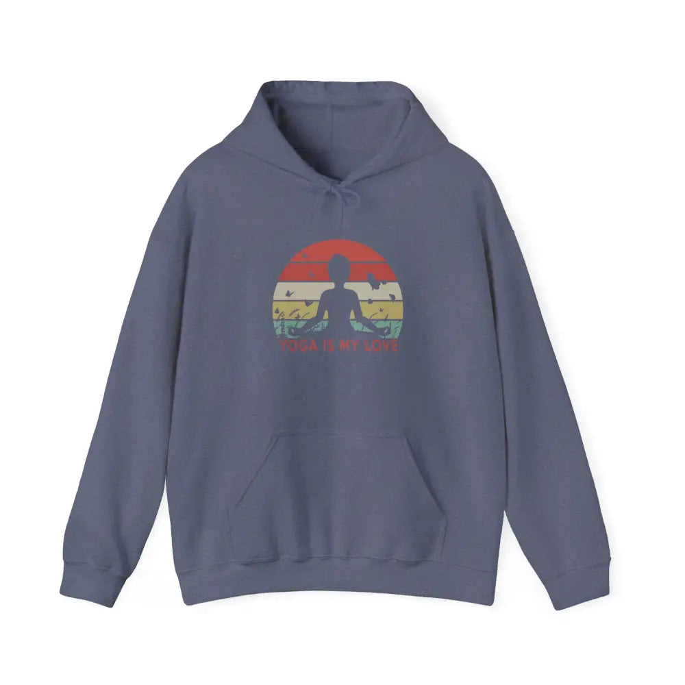 Yoga Hoodie — ’Yoga Is My Love’ Retro Sunset Meditation Sweatshirt - Hoodie