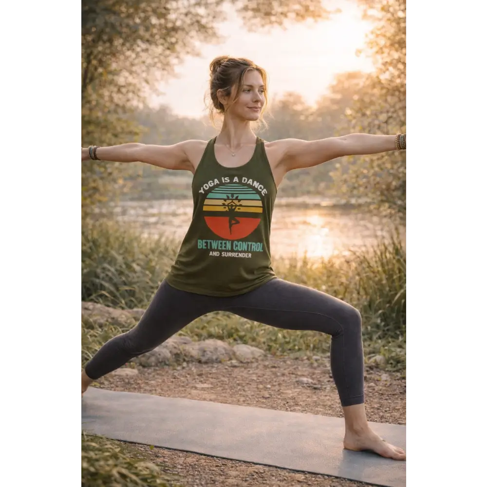 Yoga Is a Dance Racerback Tank, Inspirational Women’s Yoga Tank Top - XS / Solid Military Green - Tank Top