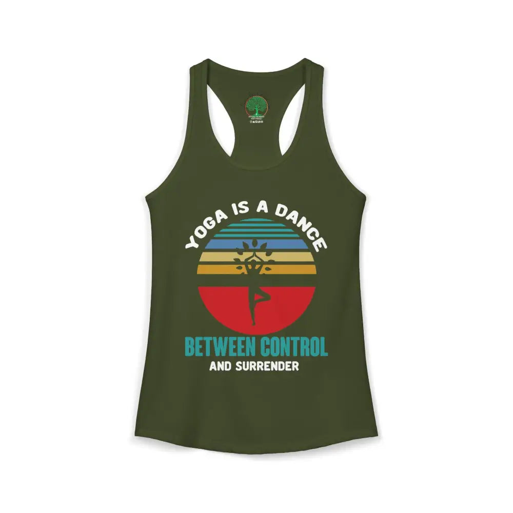 Yoga Is a Dance Racerback Tank — Inspirational Women’s Yoga Tank Top - XS / Solid Military Green - Tank Top