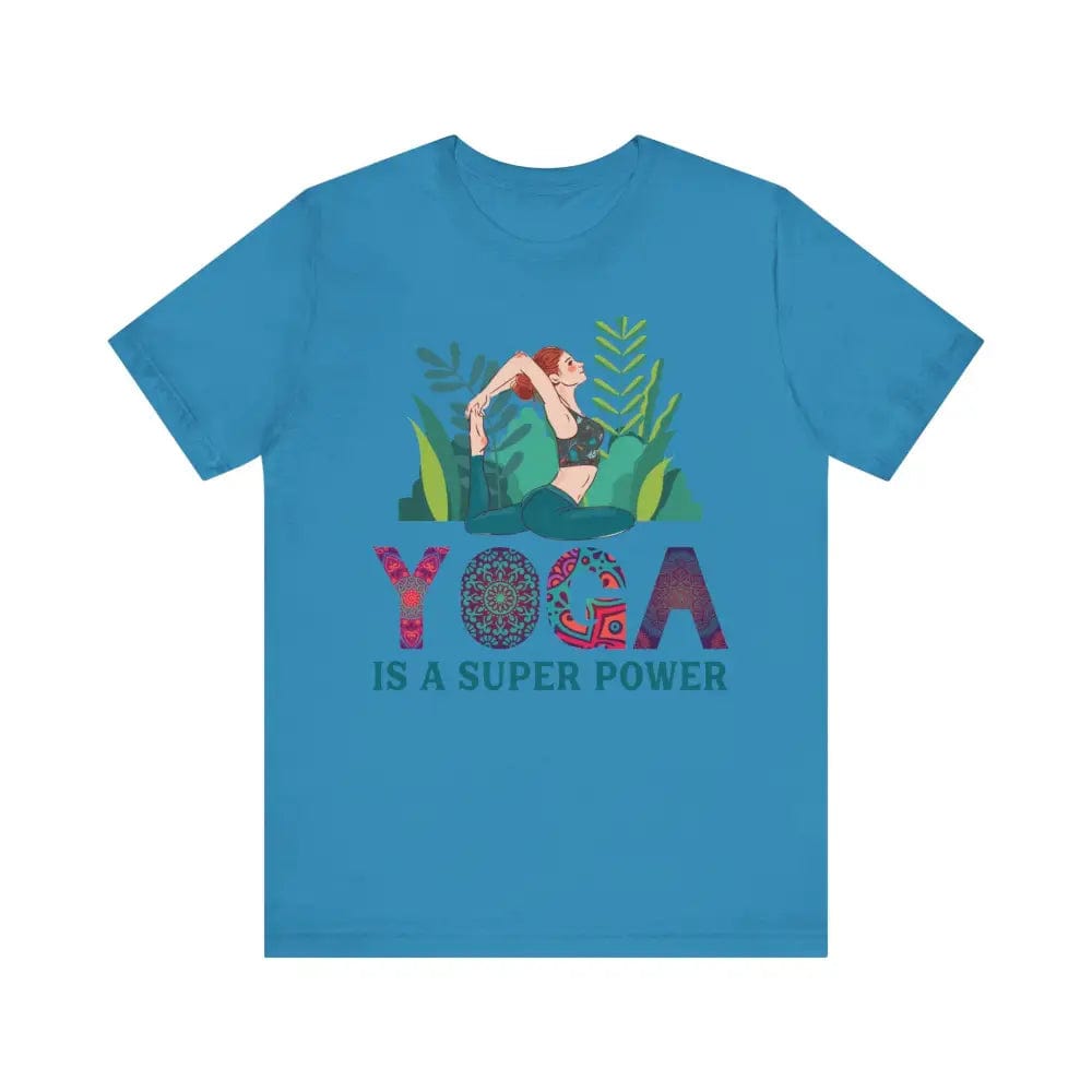 Yoga is a Super Power Unisex Jersey Short Sleeve Yoga Tee - Aqua / S - T-Shirt