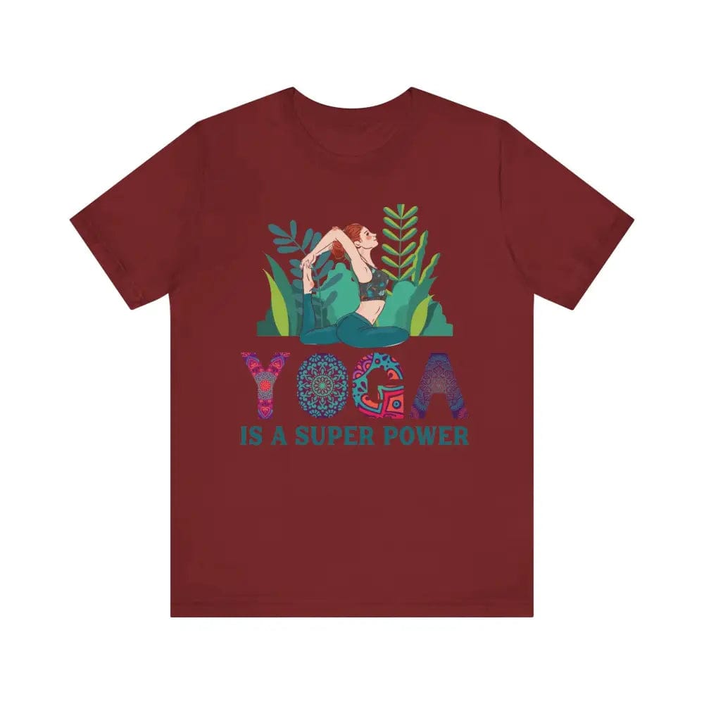 Yoga is a Super Power Unisex Jersey Short Sleeve Yoga Tee - Cardinal / S - T-Shirt