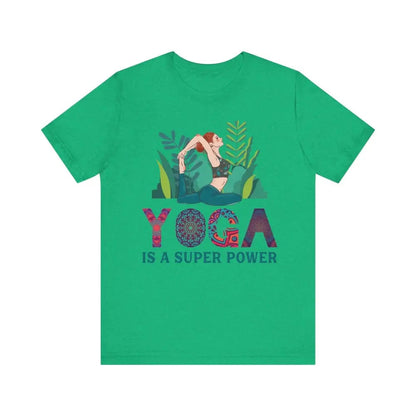 Yoga is a Super Power Unisex Jersey Short Sleeve Yoga Tee - Heather Kelly / S - T-Shirt