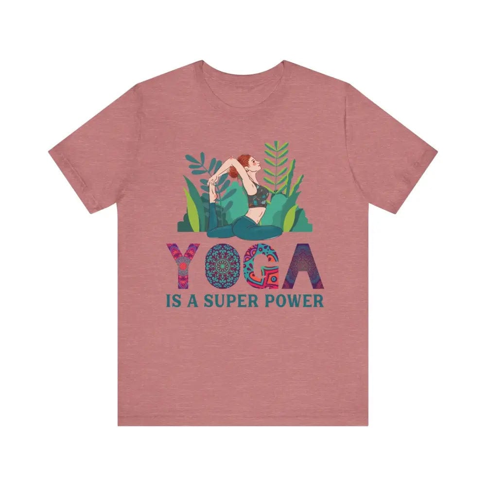 Yoga is a Super Power Unisex Jersey Short Sleeve Yoga Tee - Heather Mauve / S - T-Shirt