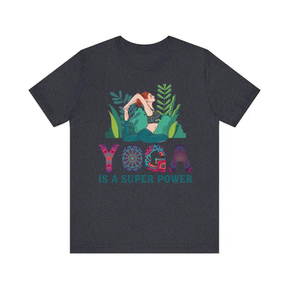 Yoga is a Super Power Unisex Jersey Short Sleeve Yoga Tee - Heather Navy / S - T-Shirt