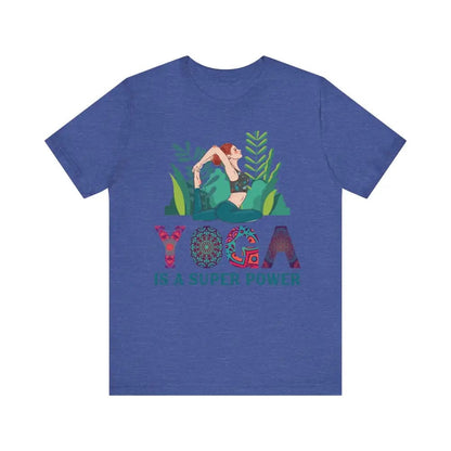 Yoga is a Super Power Unisex Jersey Short Sleeve Yoga Tee - Heather True Royal / S - T-Shirt