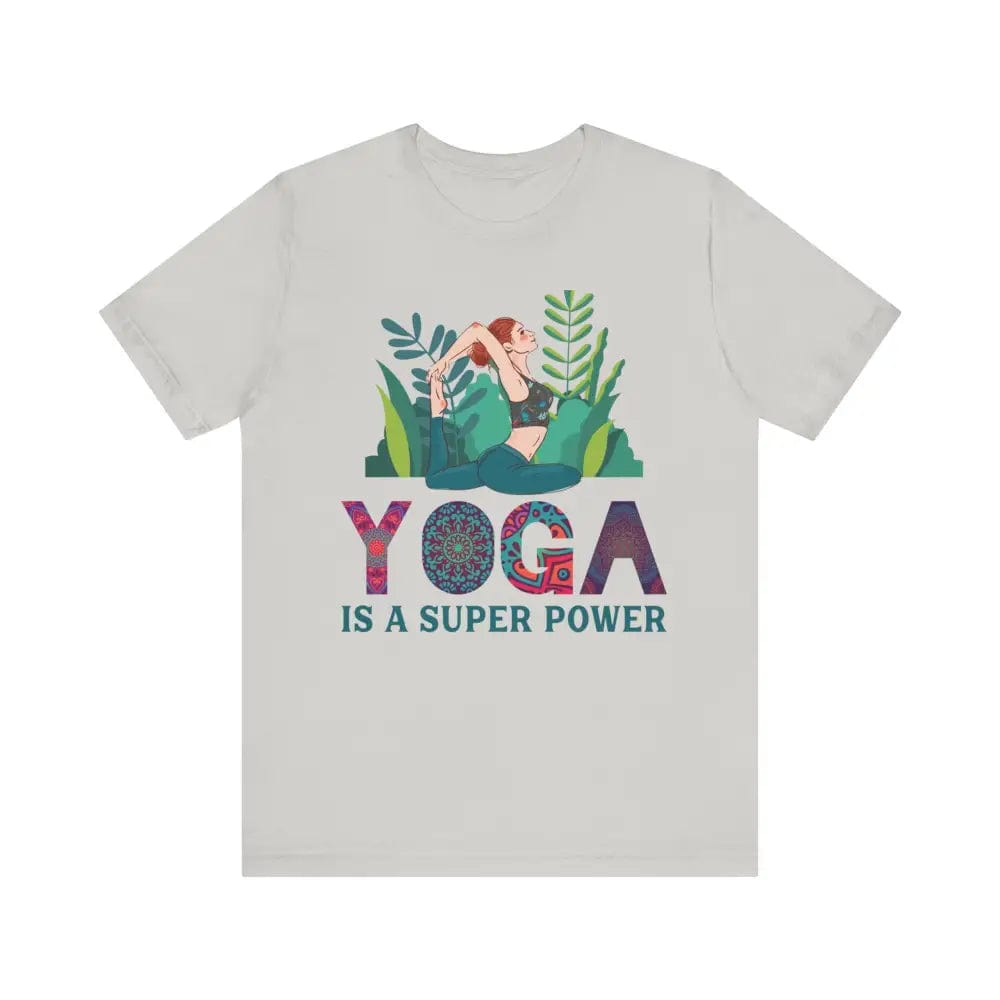 Yoga is a Super Power Unisex Jersey Short Sleeve Yoga Tee - Silver / S - T-Shirt