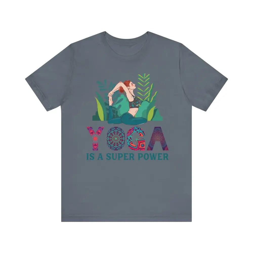 Yoga is a Super Power Unisex Jersey Short Sleeve Yoga Tee - Steel Blue / S - T-Shirt