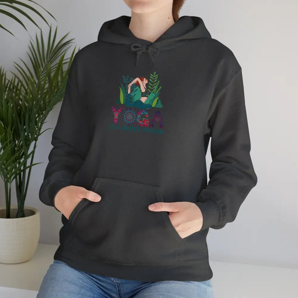 Yoga is a Superpower Unisex Heavy Blend™ Hooded Sweatshirt - Dark Heather / S - Hoodie