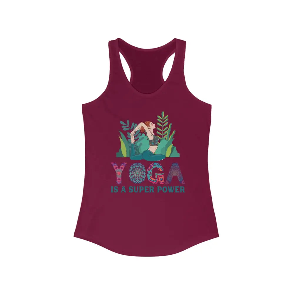 Yoga is a Superpower...Women’s Ideal Racerback Tank - Solid Cardinal Red / XS - Tank Top