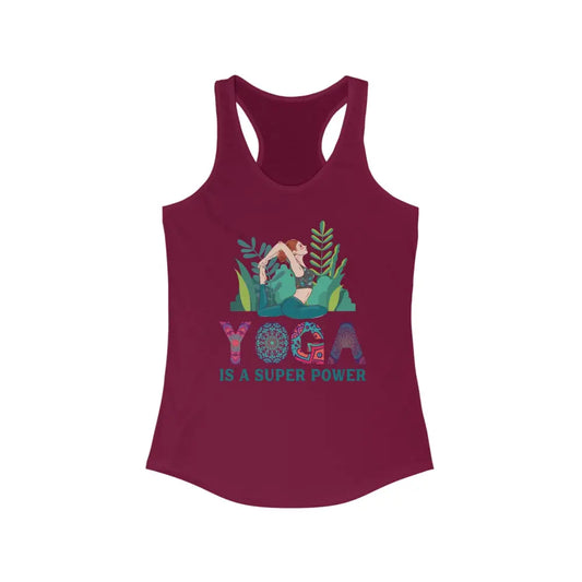 Yoga is a Superpower...Women’s Ideal Racerback Tank - Solid Cardinal Red / XS - Tank Top